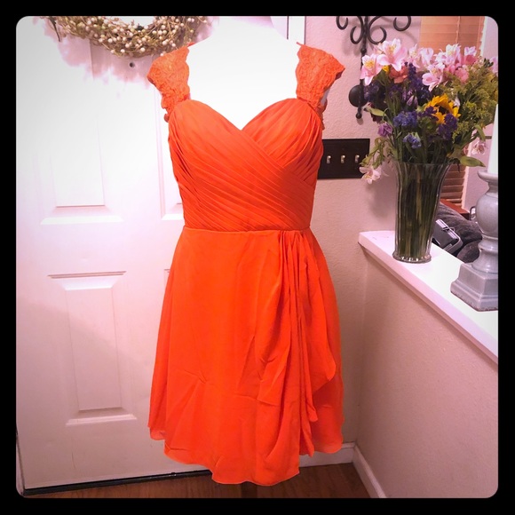 Dresses & Skirts - Wedding Dress Brand Orange Midi Bridesmaids Dress